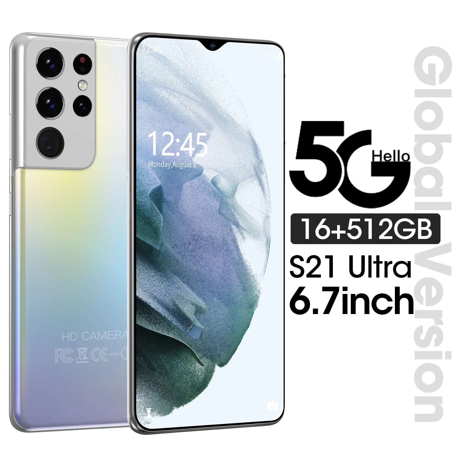 

Global S21 Ultra 16+512GB 6.7 Inch 6000mAh 24+48MP Face Unlock 5G Network Smart Phone MT6989 Dual SIM+Micro SD Mobile Phones