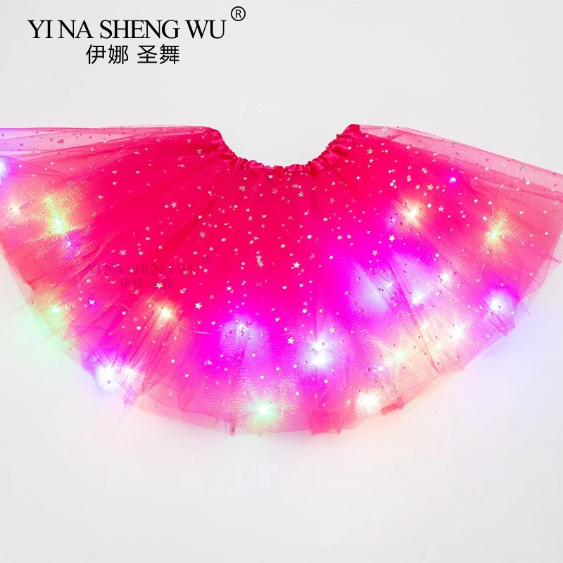 Детская светодиодная юбка пачка со звездами для девочек принцессы вечеринки