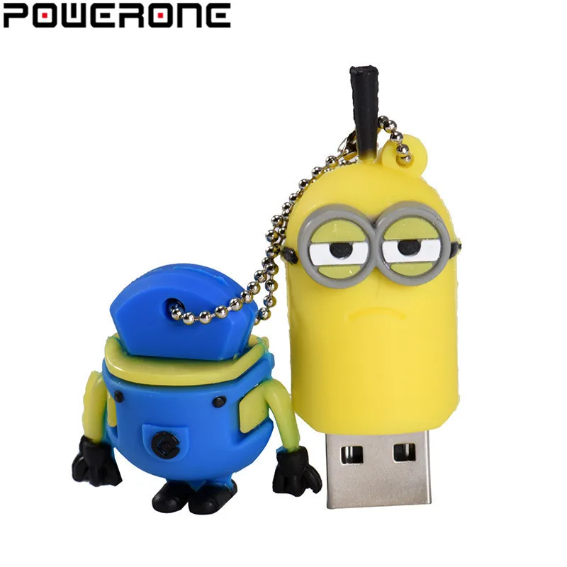 POWERONE Забавный мини usb флеш накопитель милые желтые люди 4 ГБ 8 16 32 64 128 память флэш