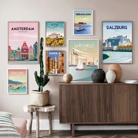 amsterdam wall art canvas poster pink travel print decor france la rochelle decorative picture painting canada vintage decor