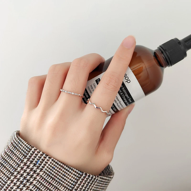 Женское регулируемое кольцо Modian тонкое на палец с геометрической волной