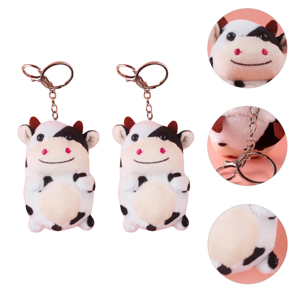 

2pcs Cartoon Cow Pendant Keychain Funny Adorable Cow Keyring Pendant Accessories