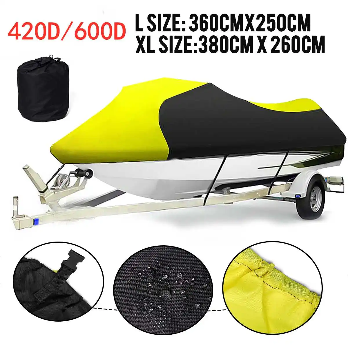 

420D 600D Jet Ski Trailer Cover Motorboat Cover Waterproof Sunshade Winter Snow Cover For WaveRunner EXR VX Cruiser Sea Doo GTI