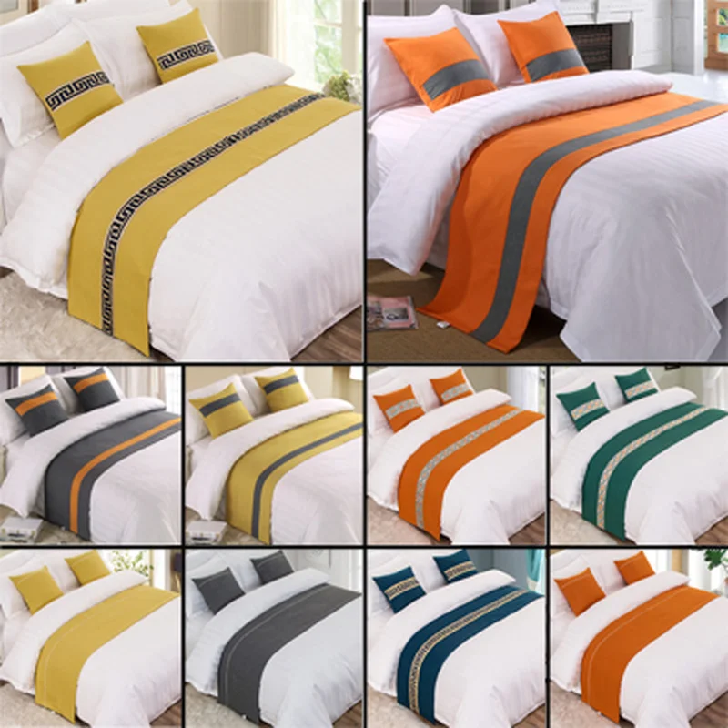 

Plain Thick Cotton Linen Solid Color Bedspread Bed Runner Throw Home Hotel Bedroom Bedding Decor Bed Tail Towel Protector
