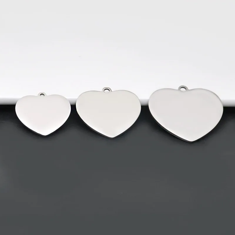 Подвески из нержавеющей стали в форме сердца 25-35 мм гладкие Пустые бирки для