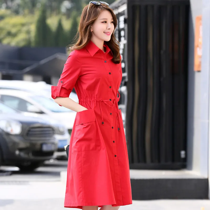 Women Red Coat Slim Para As Mulheres 2023 Women's Spring Autumn Trench Female Causal Tunique Longue Coats WXF115