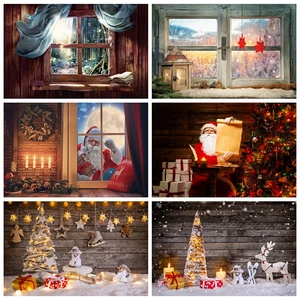 Фон для фотосъемки новорожденных детей Laeacco с изображением рождественской елки зимнего камина снежного окна для студийной фотосъемки