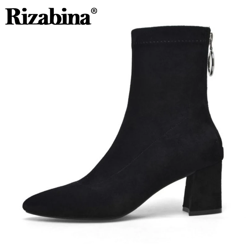 RIZABINA/новые женские полусапожки на плоской подошве зимняя обувь из натуральной