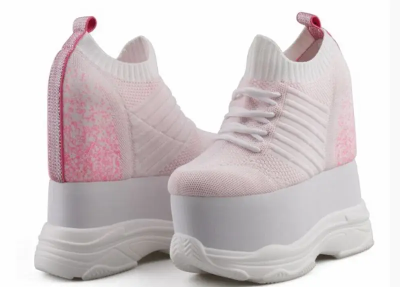 Женские кроссовки на платформе Cyabmoz дышащие увеличивающие рост высоком каблуке |