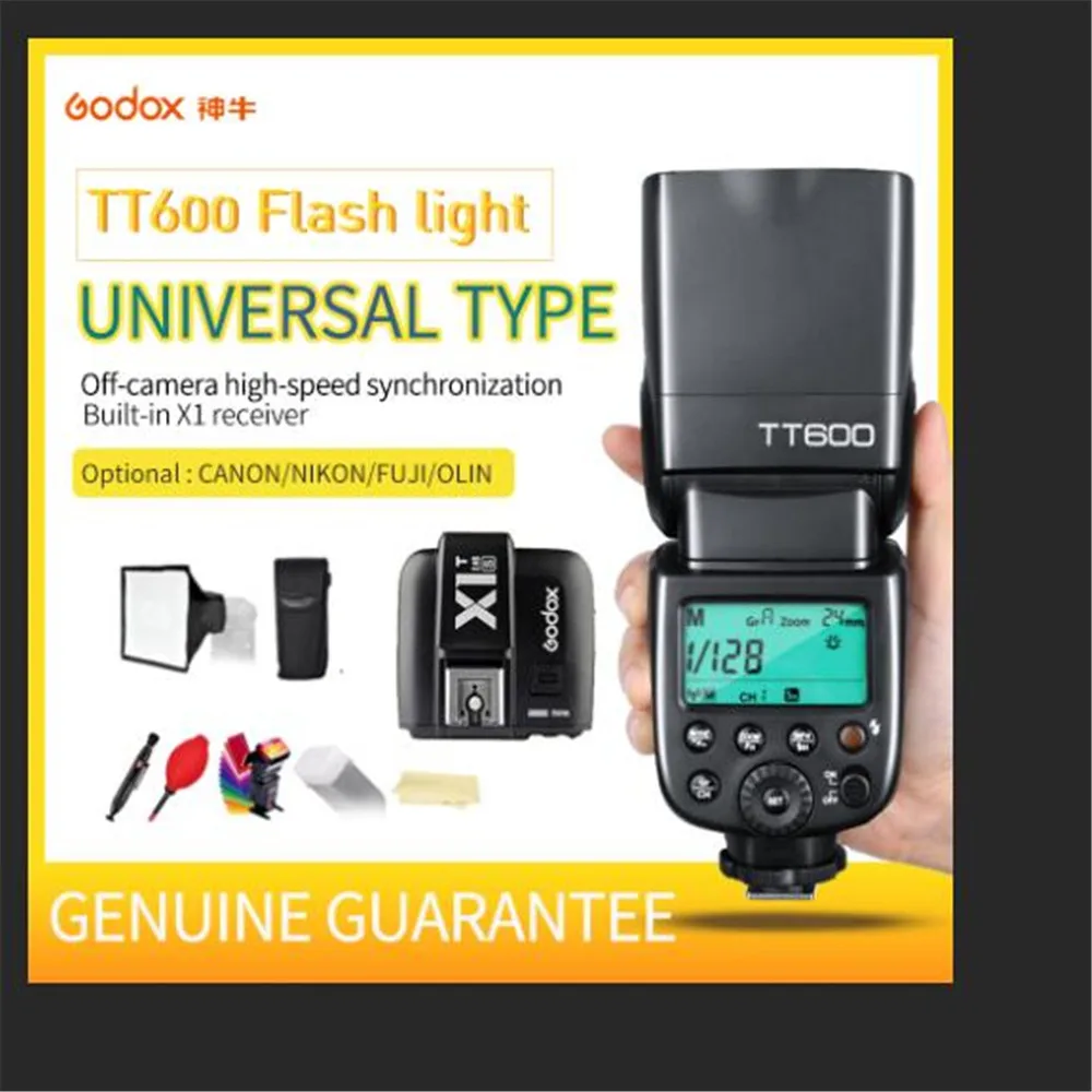 Вспышка Godox TT600 TT600S Беспроводная вспышка 2 4G + фотовспышка X1T-C/N/S/F/O для Canon Nikon Sony
