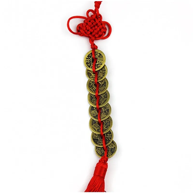 

1PC Chinese Traditional Feng Shui Mascot Ancient 8 Coins Home Car Decoration Hanger For Fortune Wealth Health Lucky Copper Coin