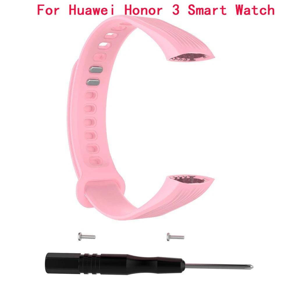 Pink Для huawei Honor 4 ремешок силиконовый браслет ремешок спортивный сменный водонепроницаемый браслет с инструментом для huawei Honor 3 умные часы - Цвет: Pink