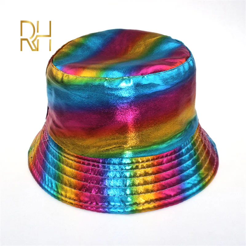 Хлопковая Лоскутная Панама блестящая Радужная цветная шляпа в стиле хип хоп