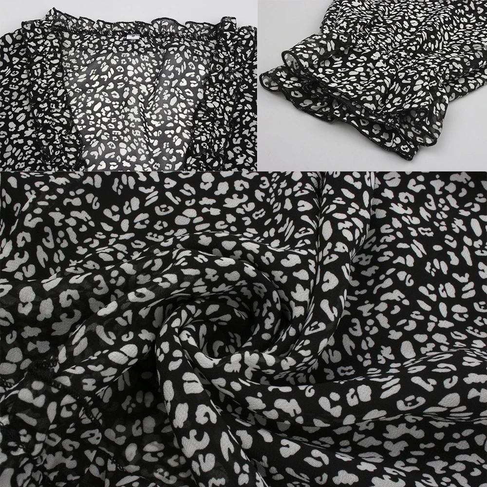 

Summer Women's Dress V Neck Floral Print Dot Print Dress Beach Dress Ruffle Long Sleeve A Line Women Casual Long Chiffon Dress