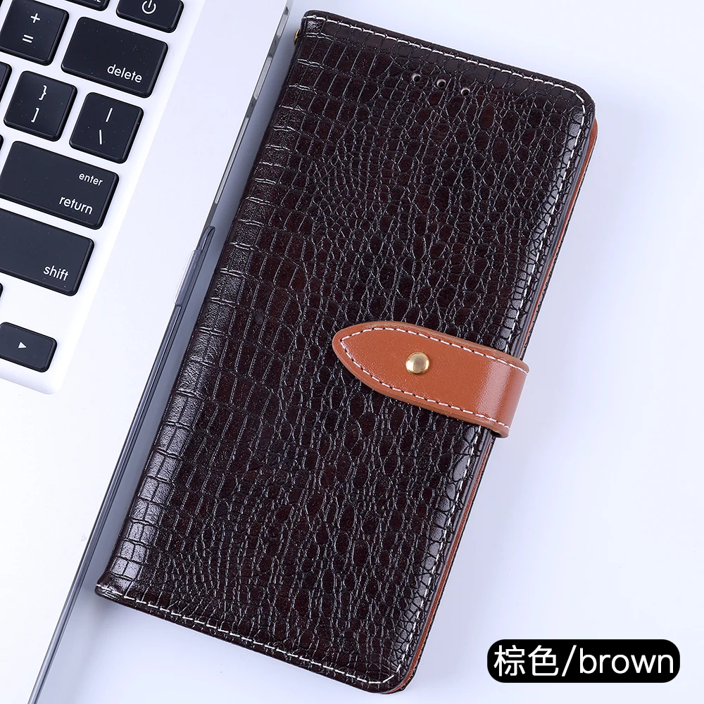 Коричневый Модный кошелек чехол из крокодиловой кожи для BQ VSMART JOY1 ACTIVE 1 Aquaris C U X5 Plus X X2 Чехлы С Откидывающейся Крышкой coque fundas - Цвет: Коричневый