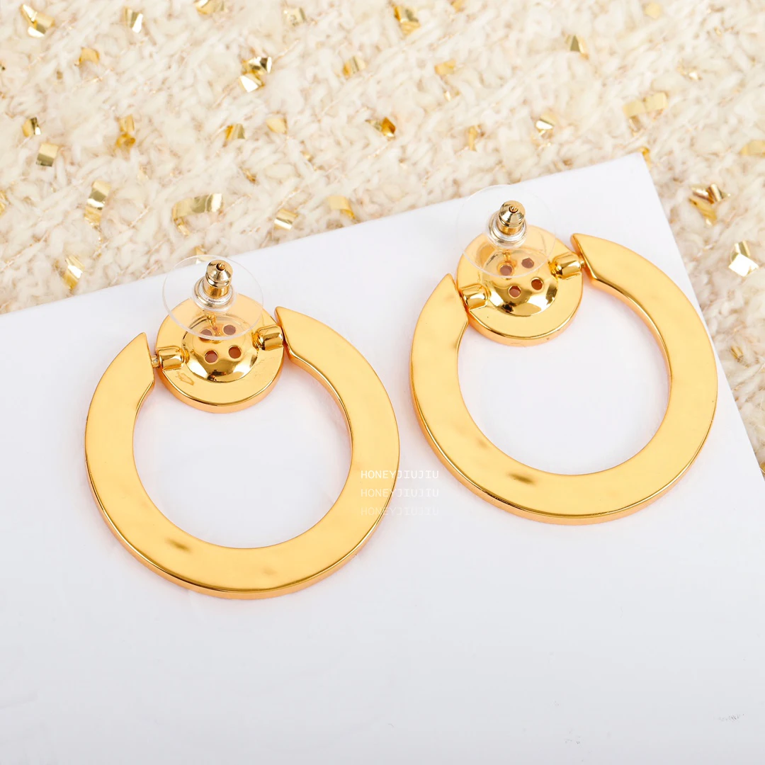 

Женские большие круглые серьги-пуговицы, винтажные дизайнерские серьги золотого цвета, 2021