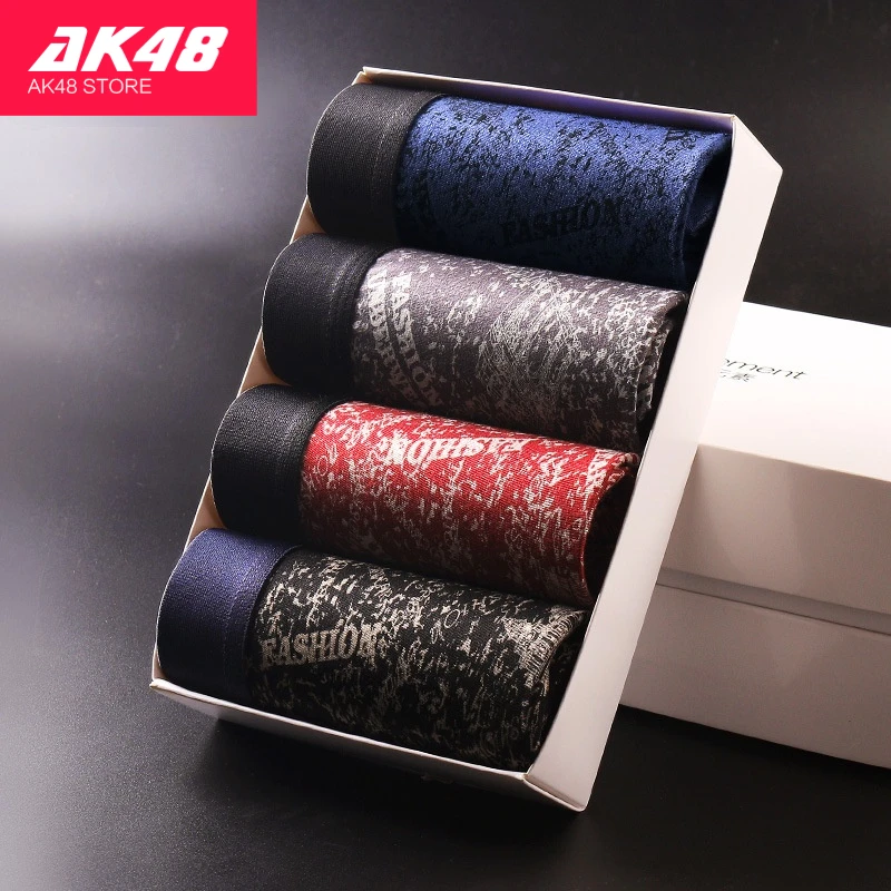 

4pcs/Lot Boxer Shorts Underpants Man Men's Panties Men Boxer Underwear Male Couple Sexy Set Calecon Large Soft Mens Underwear