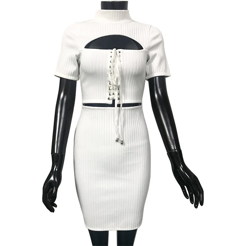 

new Atrumn Robe bandage dress Women Fahion Lace Round Neck White Stage Dj Elegant Hollow Out Party Club Mini Dresses vestido