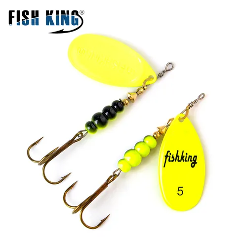Рыболовная блесна FISH KING, вращающаяся блесна 3,9 г, 4,6 г, 7,4 г, 10,8 г, 15 г, блесна в виде ложки, металлическая блесна с тройными крючками, блесна вертушка,блесна,вертушки для рыбалки,поппер,блесна вращающаяся — изображение товара