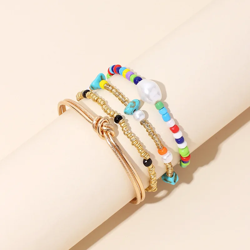 4 шт./компл. браслет в стиле бохо с цветными жемчужными бусинами для женщин модные