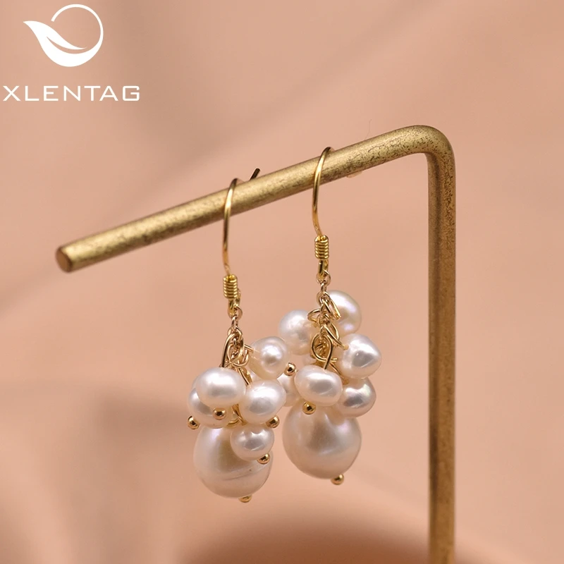 XlentAg оригинальные висячие серьги с натуральным пресноводным белым жемчугом