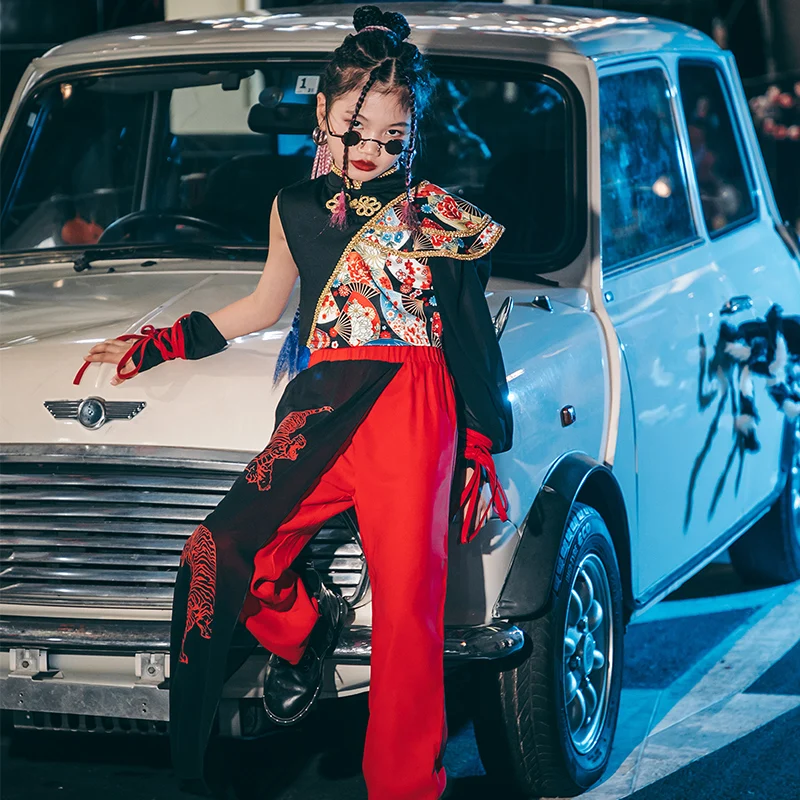 

Джазовая танцевальная одежда для девочек в китайском стиле, костюмы в стиле хип-хоп, одежда для выступлений, праздничная одежда DL8708