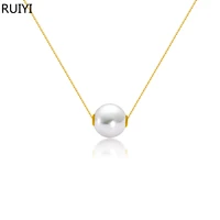 ruiyi real 18k gold pendant necklace pure au750 chain natural freshwater pearl for women fine jewelry wedding gift e002