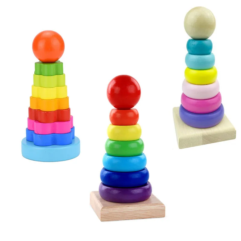

Радужная башня, искусственная колонна, раннее развитие детей, цветное познание, деревянное кольцо, обучающая игрушка