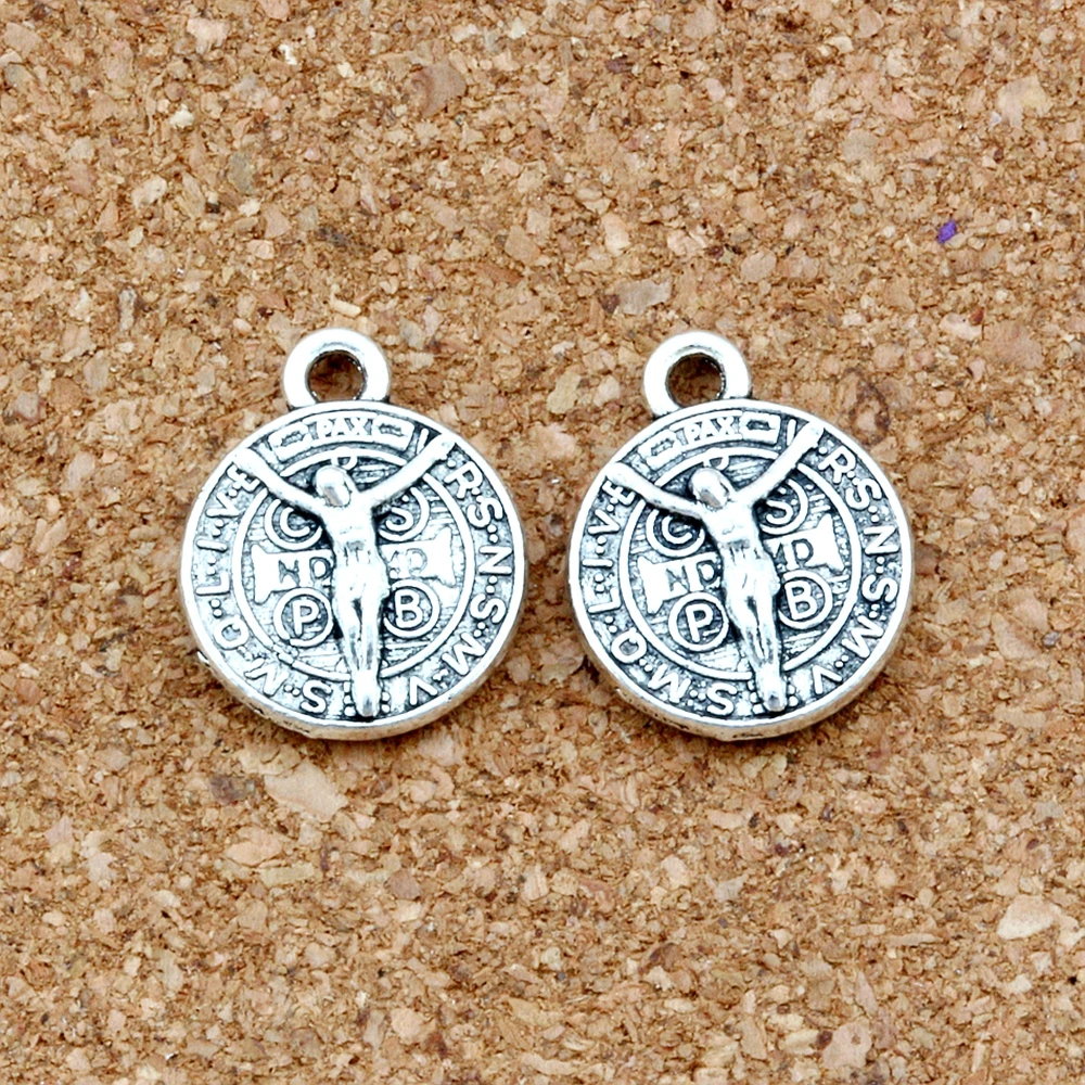 100 шт тибетские серебряные бусины Санкт Иисус Бенедикт сплав нурсия патрон