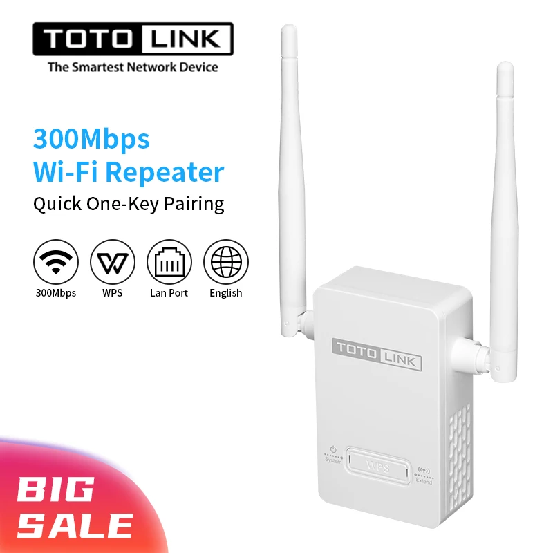 

TOTOLINK WIFI Extender 300M Wireless Network Amplifier 2.4Ghz Dual Antenna Home Wifi Repeater, Mobile Phone Easy And Fast Setup