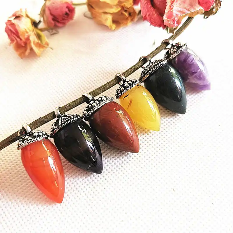 Подвеска с натуральным камнем Хрустальный острый перец чили тибетский