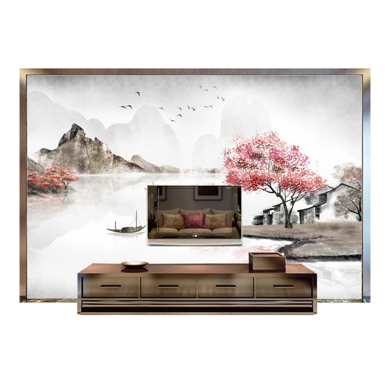 

18D Landscape TV Wall Covering 8D Jiangnan Water Town Bedroom Film Television Wallpaper Mural wallpaper roll