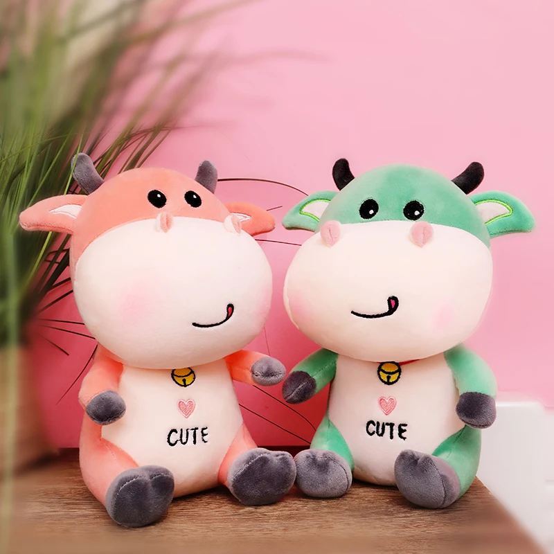 

23cm Cute Cattle Plush Animals Soft Plushie Stuffed Toy Cartoon Cow Doll Appease Toys for Girls Kids Birthday Valentine Gift