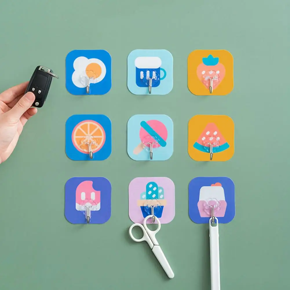 

10Pcs Cartoon Adhesive Traceless Wall Hanging Free Punch Hook Kitchen Accessory Wall Stickers