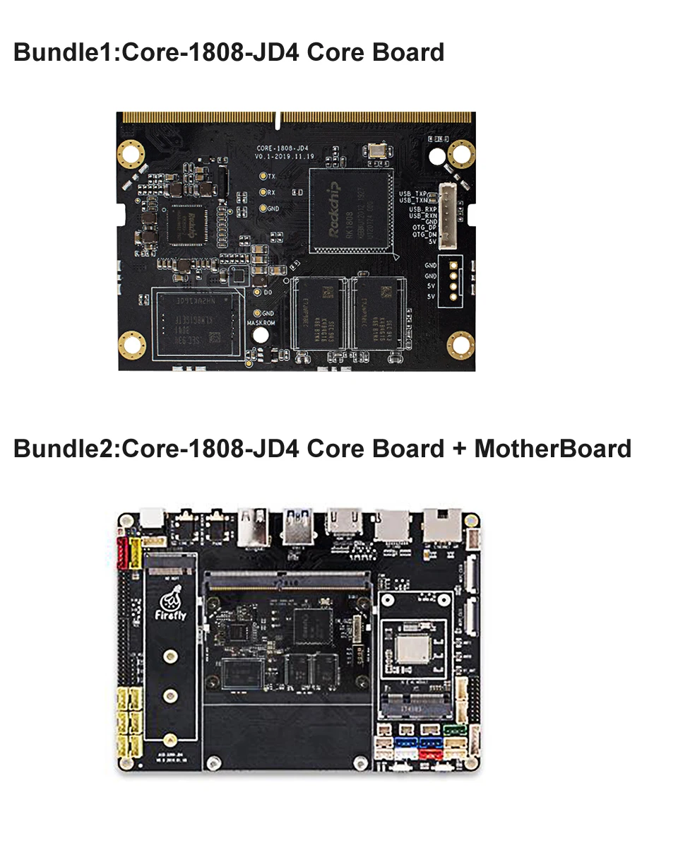 Двухъядерный процессор Smartfly Firefly Core-1808-JD4 ИИ-процессор RK1808 Cortex-A35 поддержка