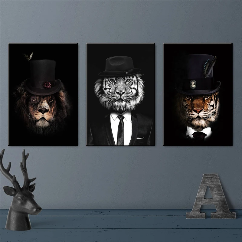 

Modern Animal Canvas Art Wall Painting Print on Canvas Classy Tiger And lion Scandinavia Picture for Living Room Home Decoration