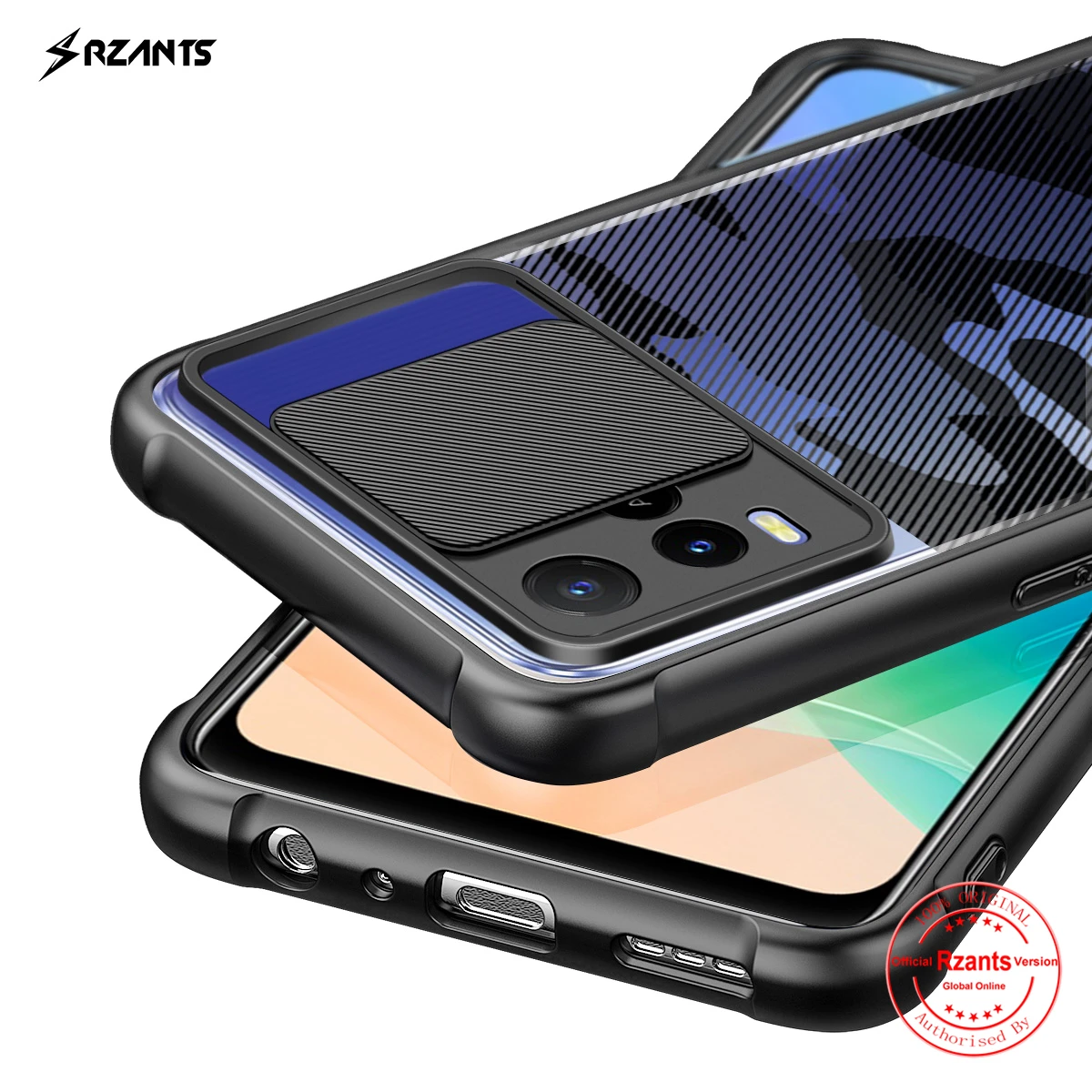 

Rzants For VIVO Y21 Y21S Case Hard [Camouflage Lens] Camera Protection Hlaf Clear Cover