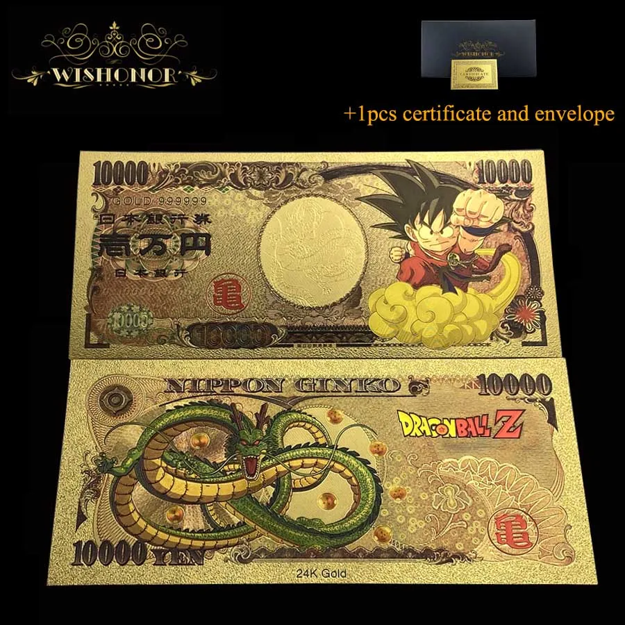 Красивые 23 вида банкнот из японской серии Z с героями мультфильмов|Золотые