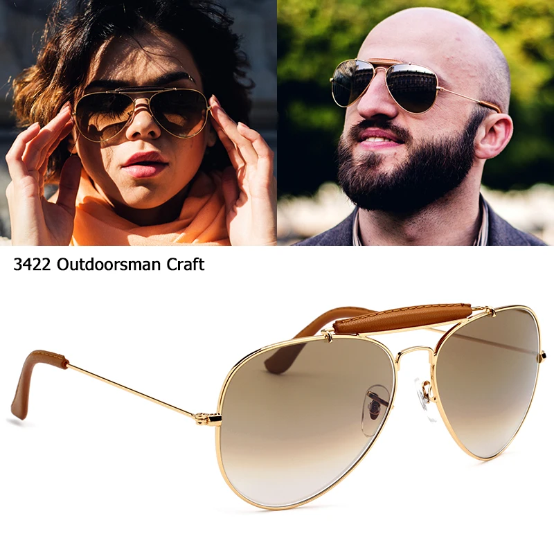 JackJad Vintage Classic 3422 OUTDOORSMAN CRAFT Style Leather Sunglasses 2021 Brand Optical Glass Lens Sun Glasses Oculos De Sol