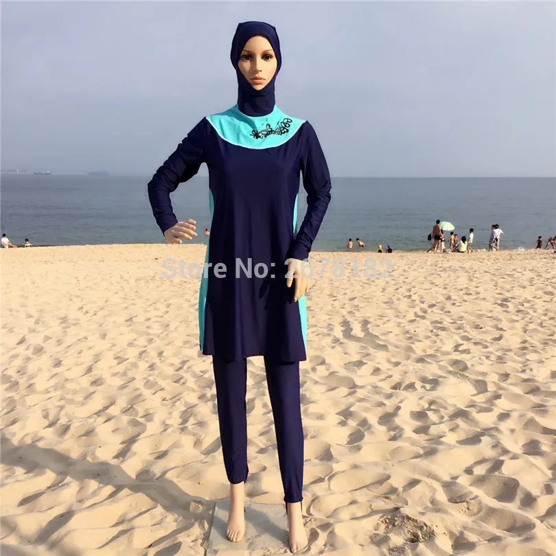 Пуш-ап с длинным рукавом размера плюс мусульманская одежда для плавания скромная
