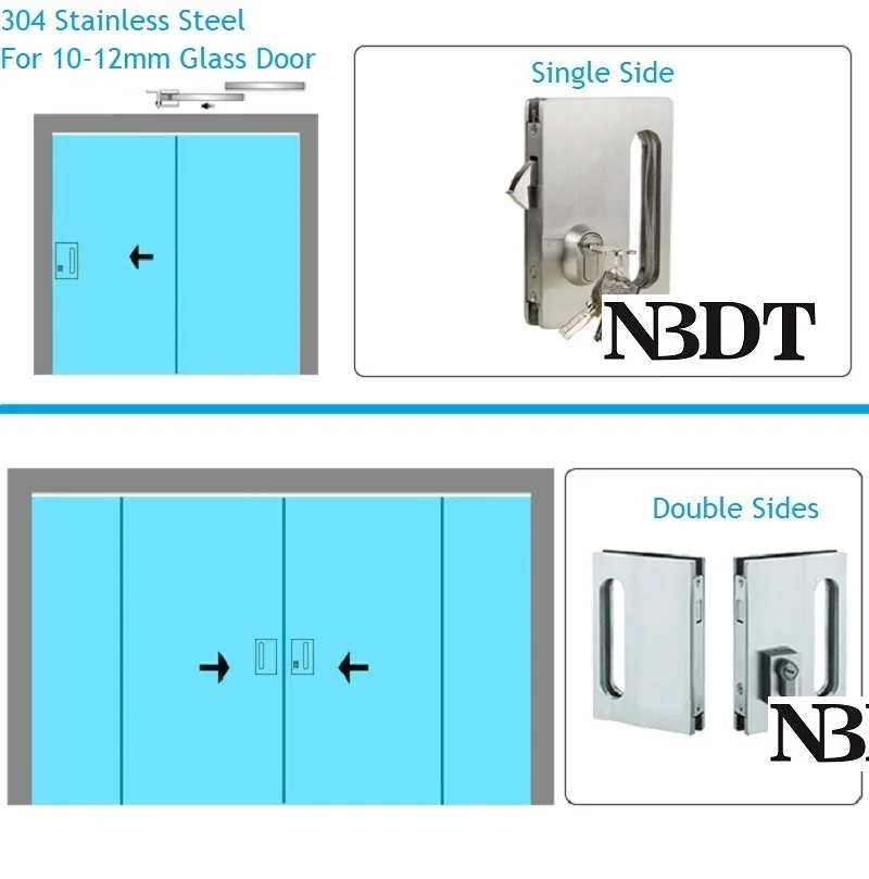 

Односторонняя Раздвижная стеклянная дверь из нержавеющей стали 304, замок с защелкой и ключом