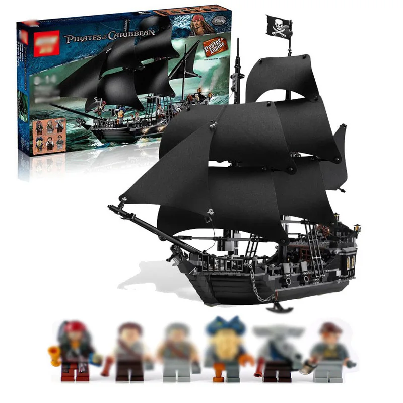 Black Pearl Ship MOC 16016 4184 70810 22001 Пираты фильма Карибский корабль строительные блоки brickheadz Модель Строительный набор игрушка лодка - Цвет: Black Pearl Ship