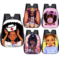 black nurse with crown backpack children school bags cartoon afro girls school backpack book bag kid schoolbags baby toddler bag