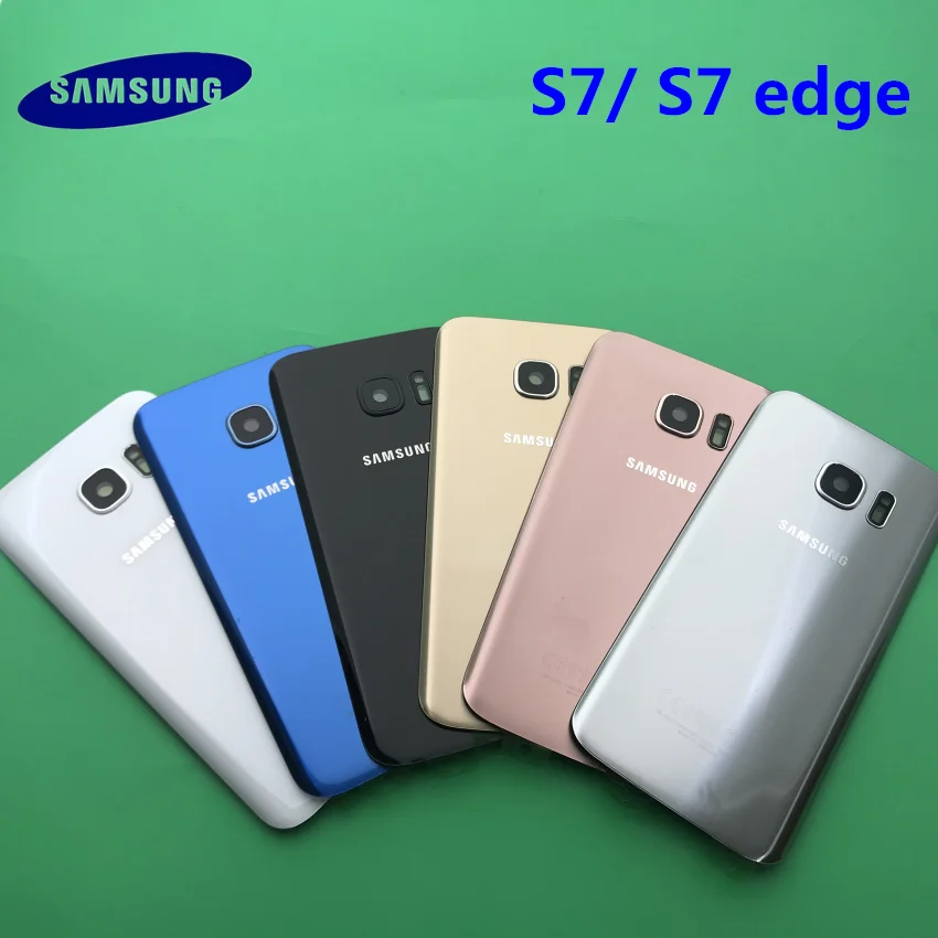 Чехол для задней батареи samsung Galaxy S7 G930 G930F S7 edge G935 G935F задняя дверь корпус стеклянная панель Запасная часть