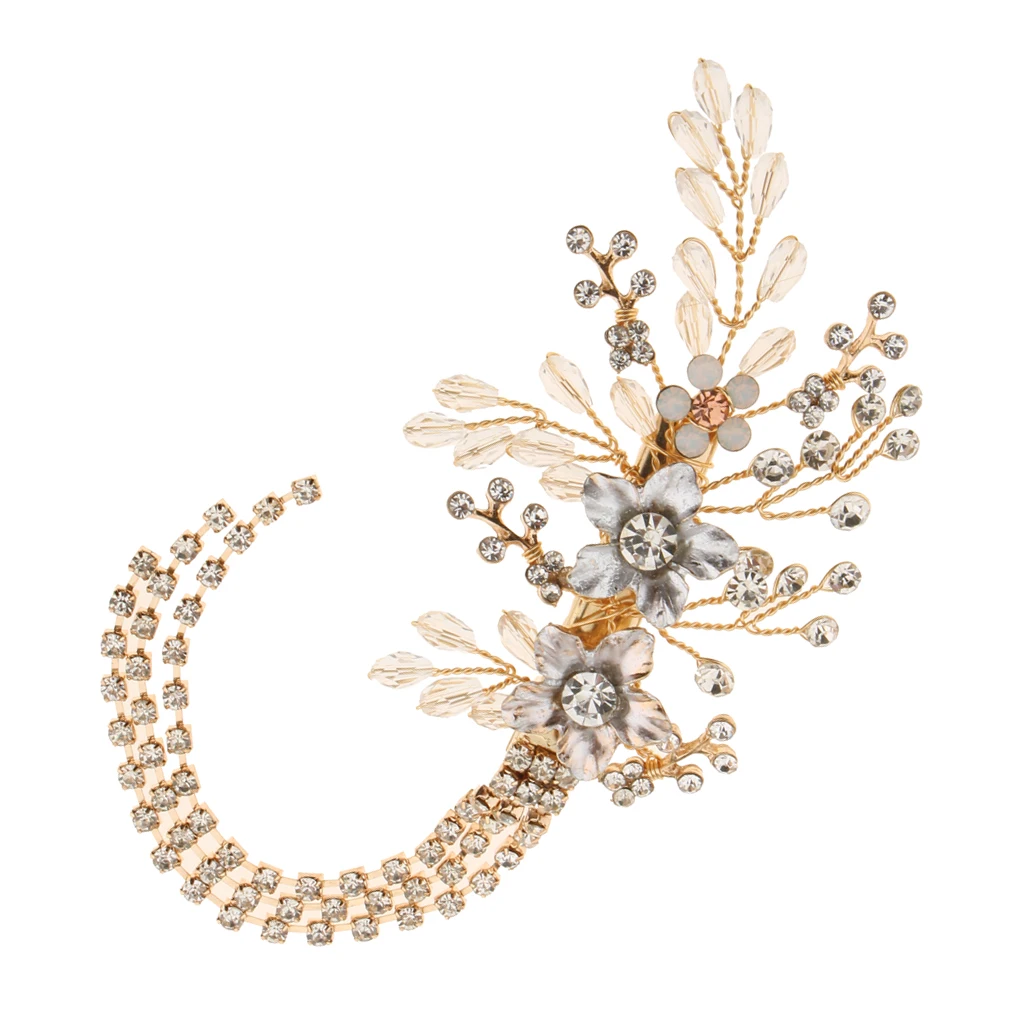 Золотая заколка для подружки невесты в стиле ретро с кристаллами и бусинами