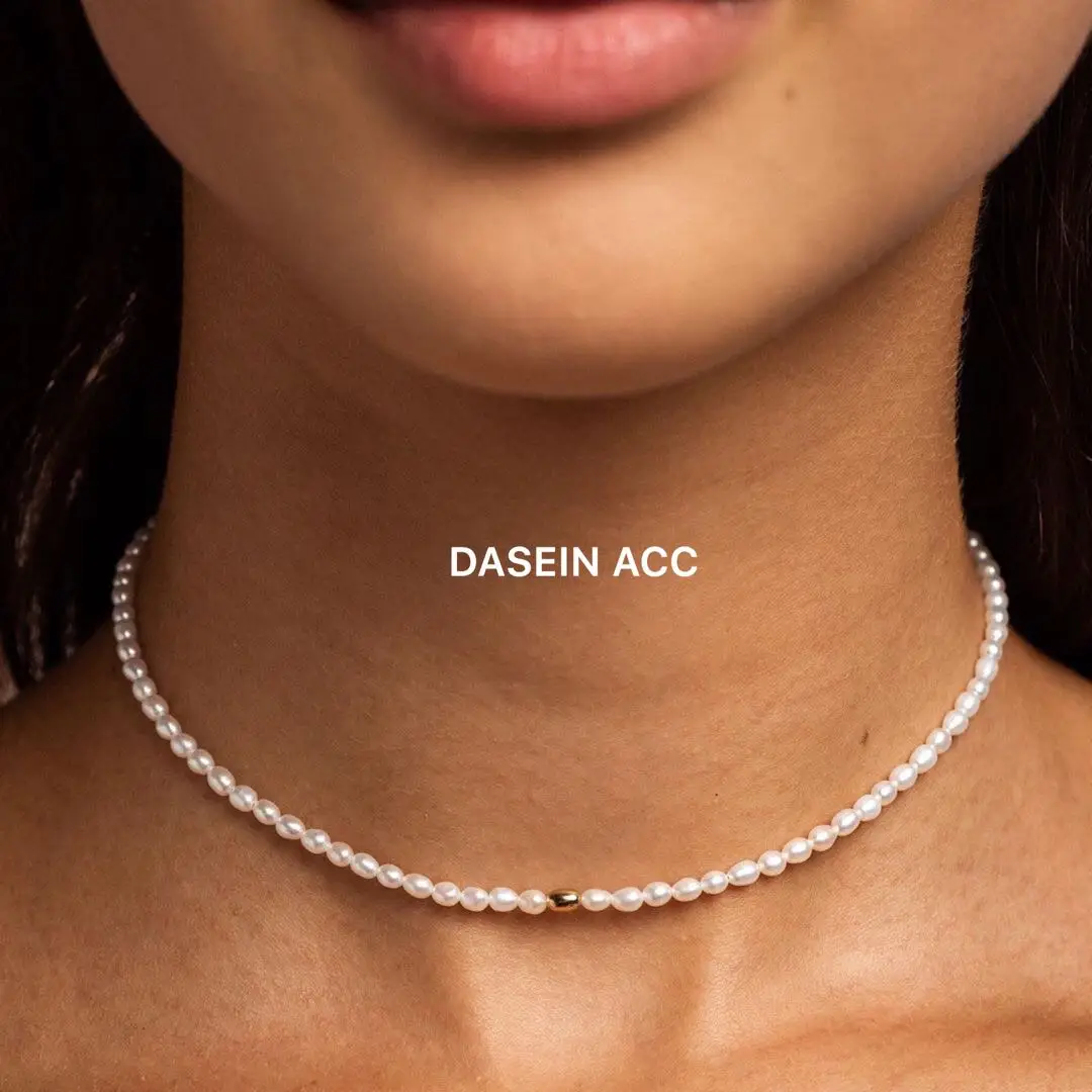 

White Freshwater Pearl Choker Neckalce Rice Pearl Necklace For Women Wedding Bride Jewelry Natural Cultured Pearl Beads Chokers