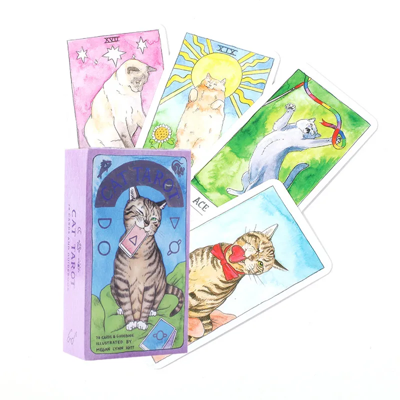 

Cat Tarot Cards Magic Full English Read Fate Deck Board Game Family Playing Birthday Gift