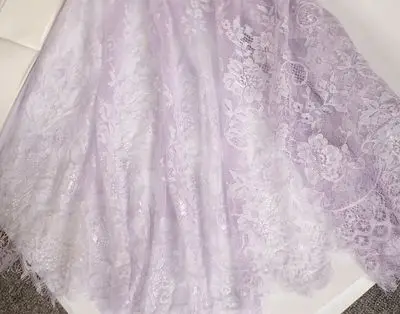 Light purple 3 м/лот классический дизайн нейлоновое платье ресницы кружевной отделкой мягкий черный белый красный розовый темно-синий французский двусторонний Шантильи кружевная ткань 70 см - Цвет: Light purple