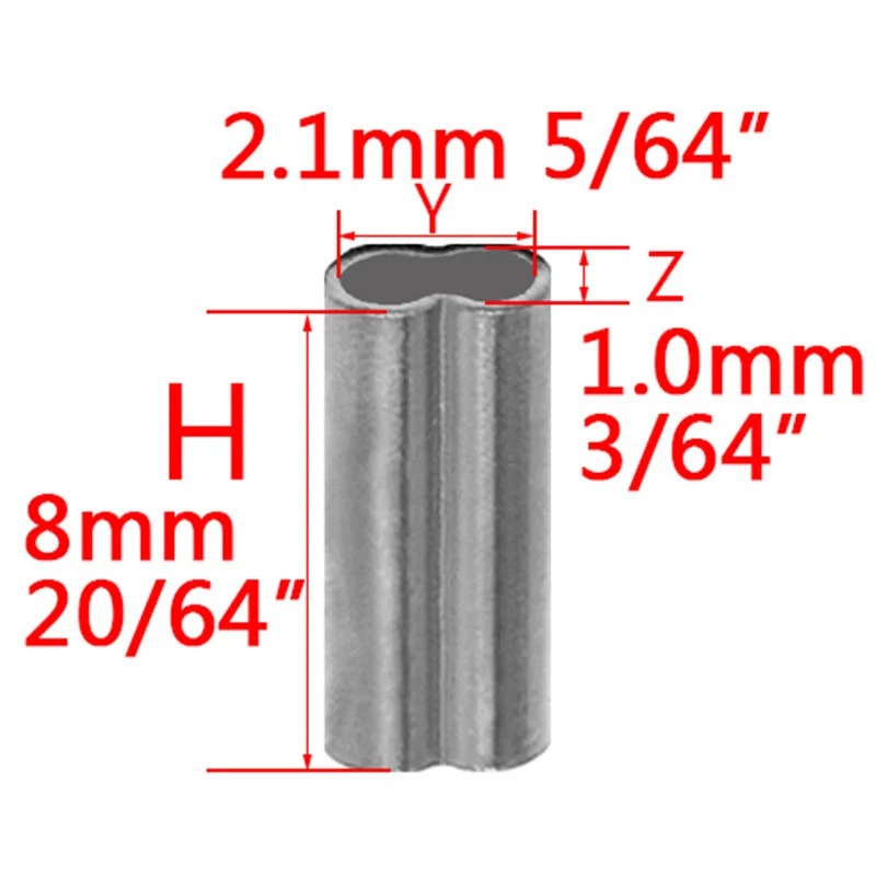 1.0x2.1mm 20 штук двойные медные рыболовные трубки рыболовные провода трубы обжимные рукава Разъем Диаметр 6 размеров - Цвет: 1.0x2.1mm
