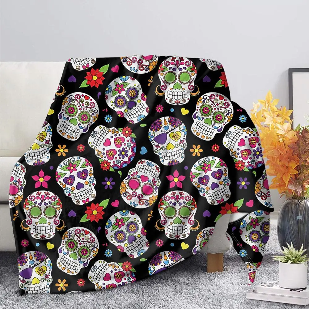 HUGSIDEA шерпа s Sugar Rose Skull брендовый дизайн готический череп цветочный теплый плед
